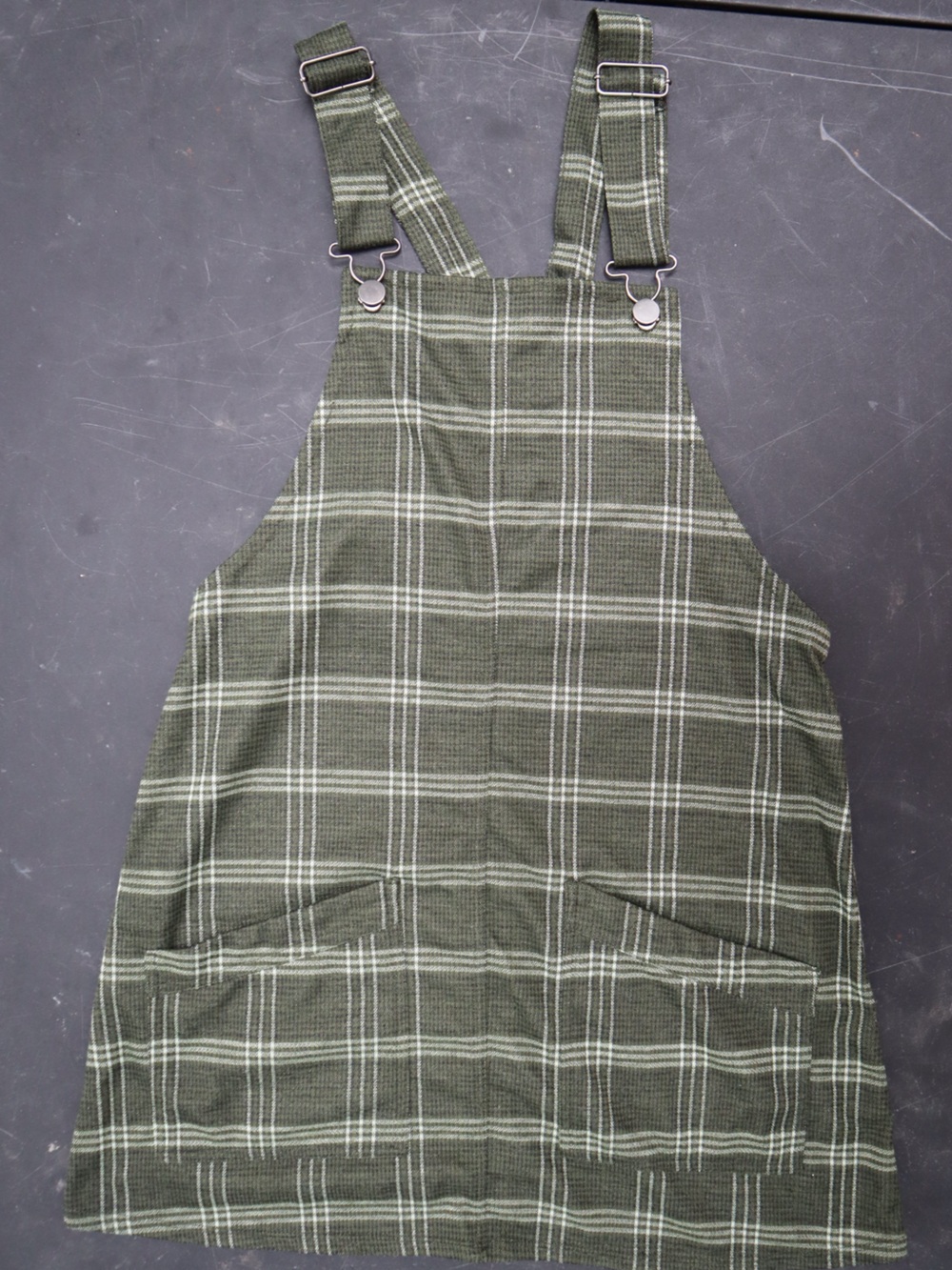 Women’s Green Plaid Overalls Skirt-M